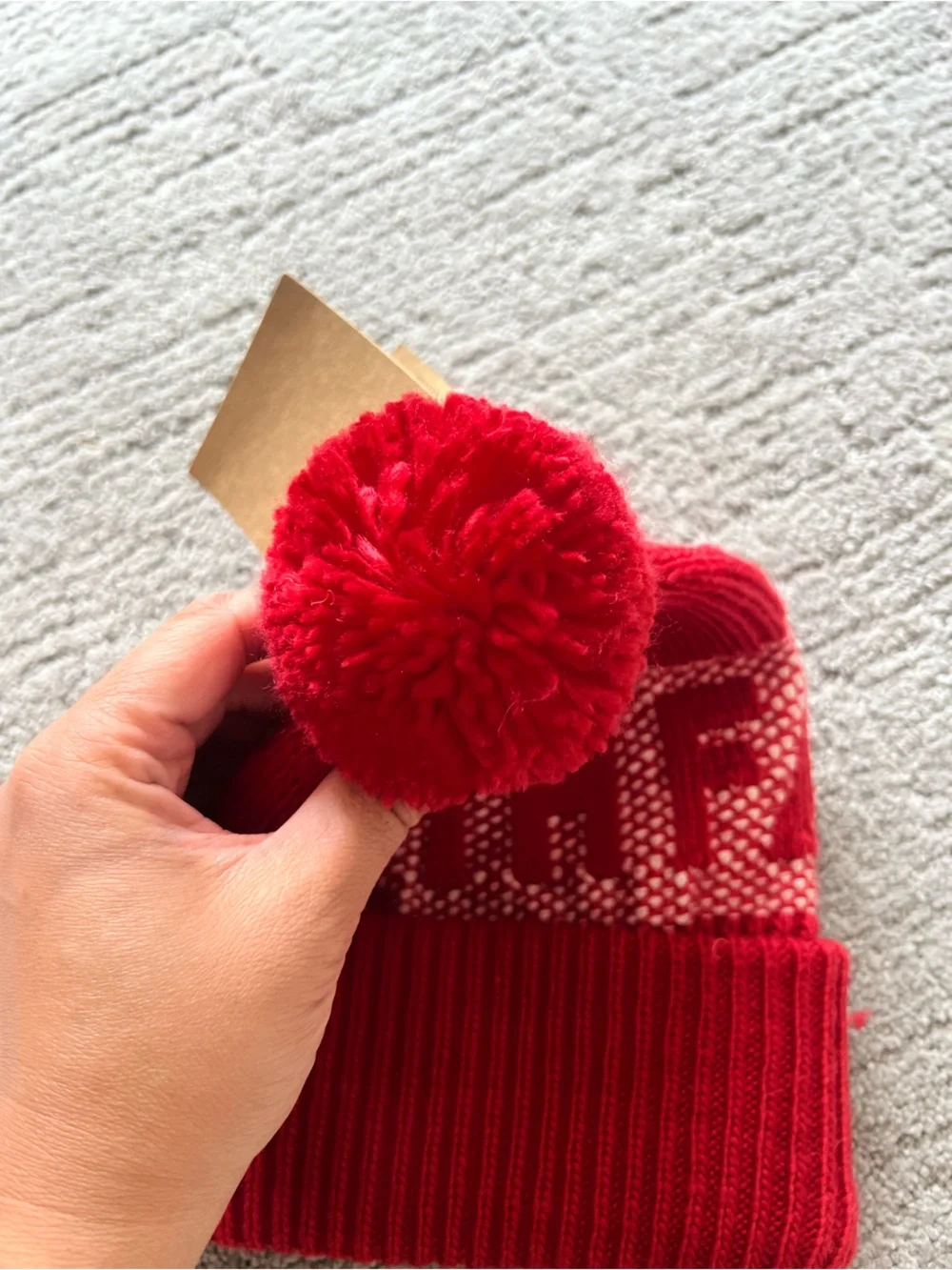 The North Face Retro Cabin Beanie, Red and White